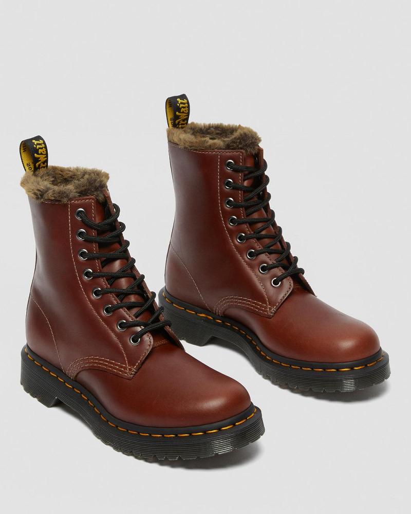 Botas de Invierno Dr Martens 1460 Serena Faux Fur Forro Mujer Marrom | MX 506QMA